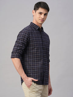 Men's Navy Cotton Regular Fit Shirt