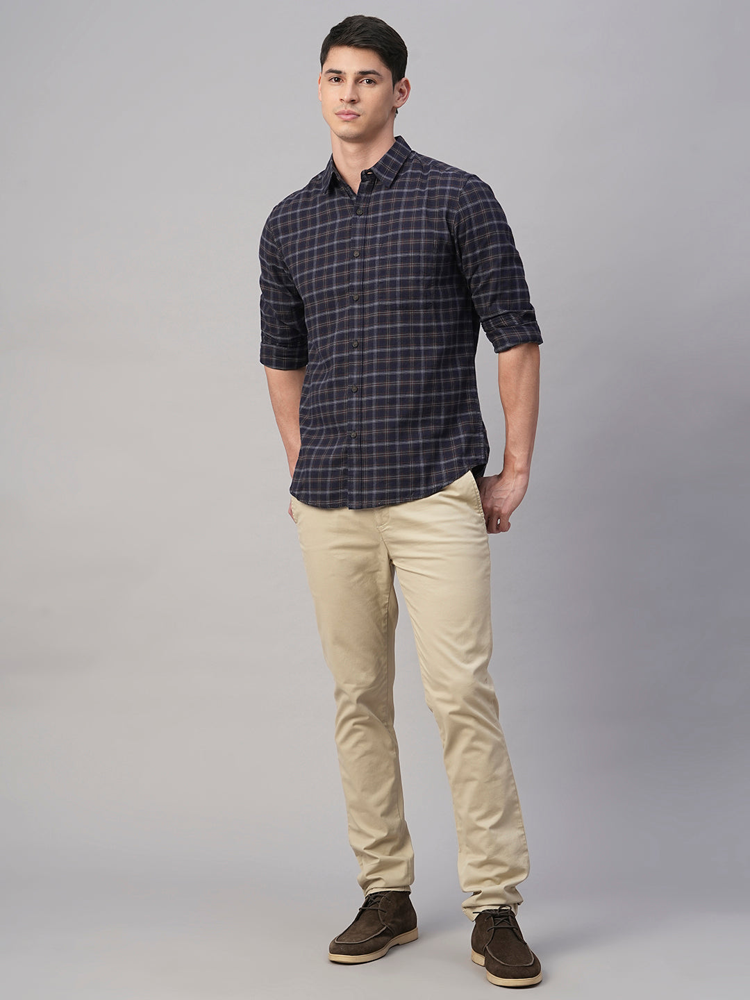 Men's Navy Cotton Regular Fit Shirt