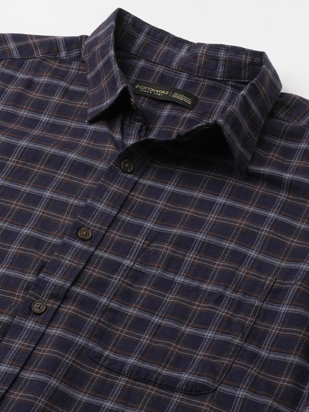 Men's Navy Cotton Regular Fit Shirt