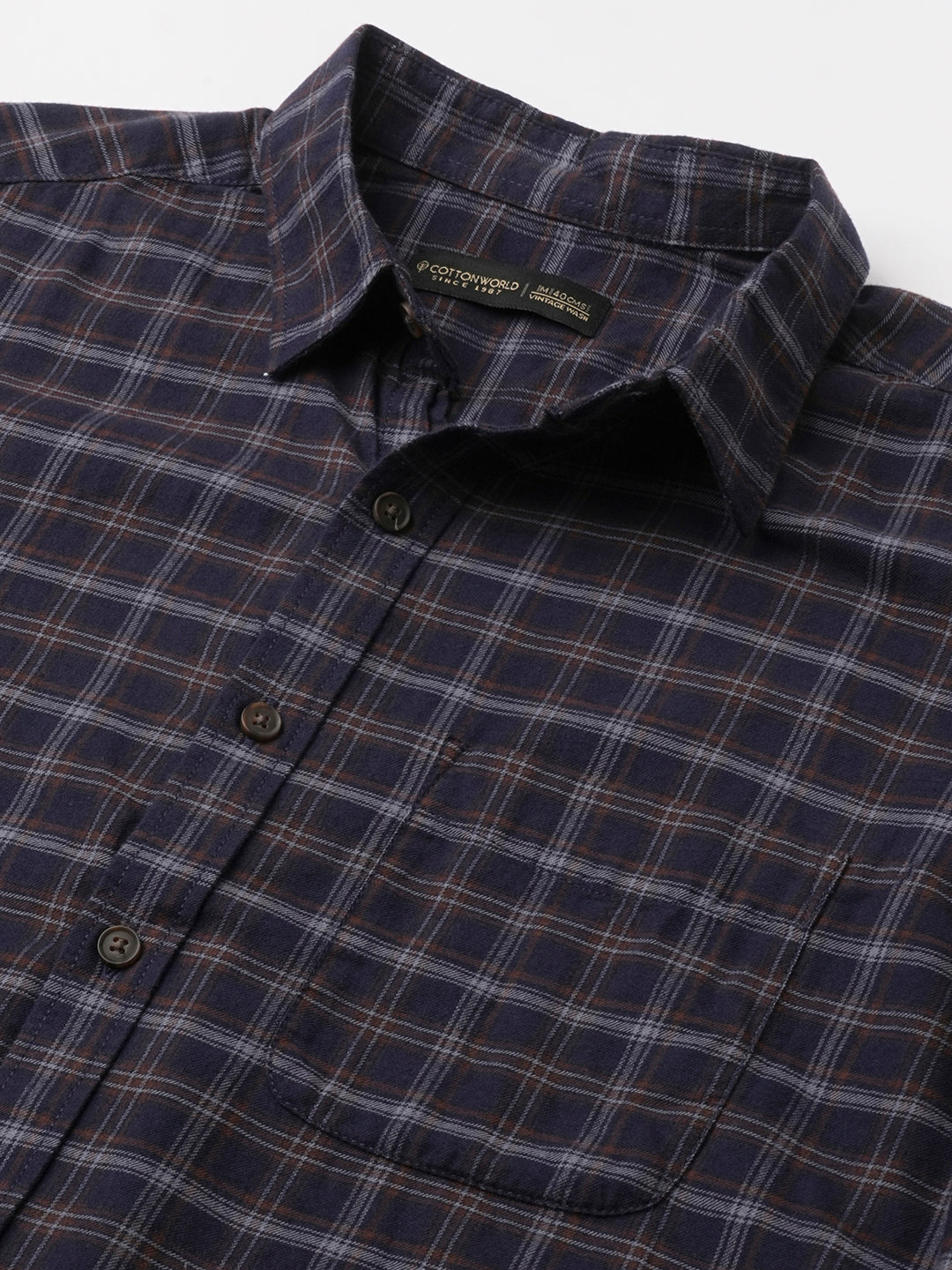 Men's Navy Cotton Regular Fit Shirt