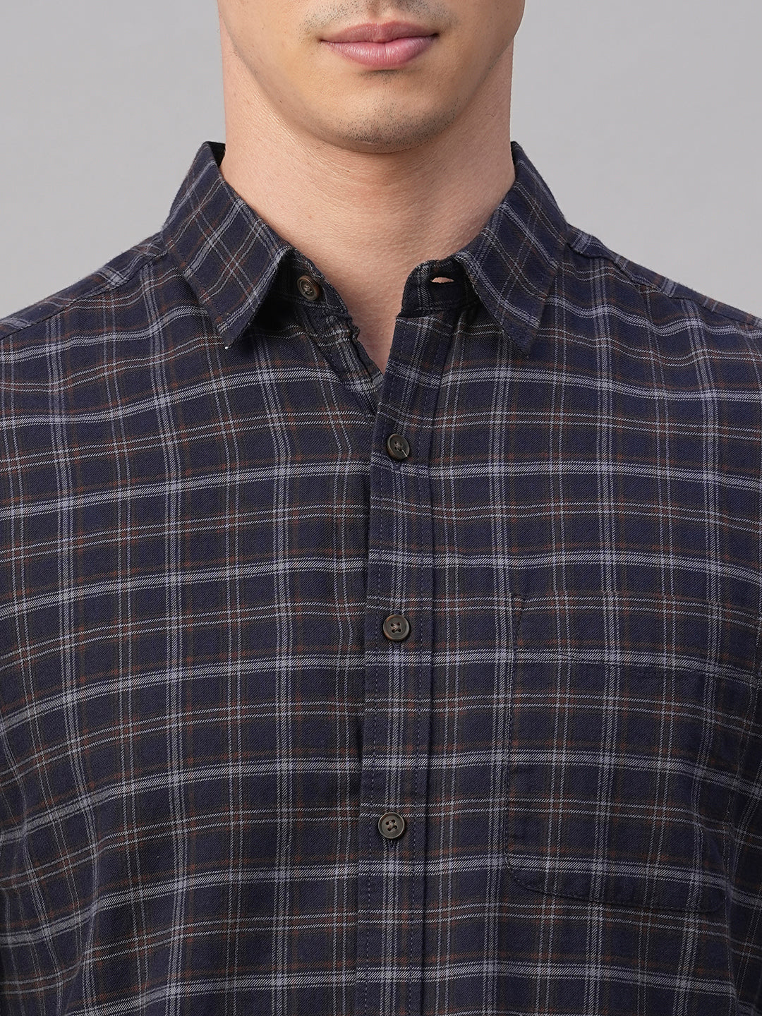 Men's Navy Cotton Regular Fit Shirt