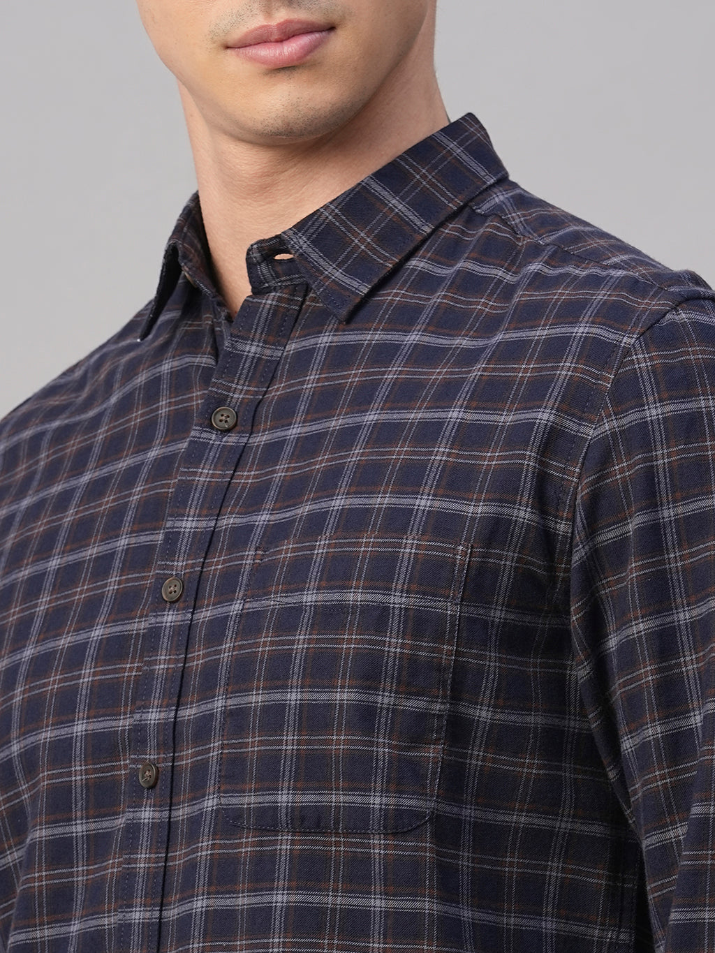 Men's Navy Cotton Regular Fit Shirt