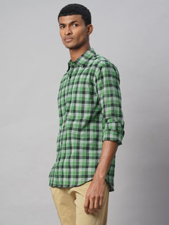 Men's Cotton Linen Regular Fit Shirt Green