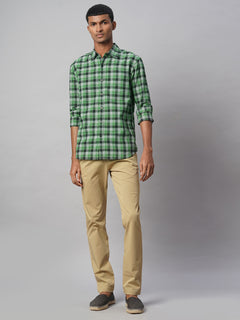 Men's Cotton Linen Regular Fit Shirt Green