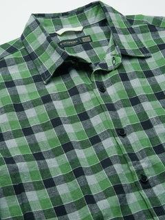 Men's Cotton Linen Regular Fit Shirt Green