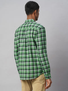 Men's Cotton Linen Regular Fit Shirt Green