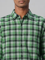 Men's Green Cotton Linen Regular Fit Shirt