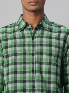 Men's Cotton Linen Regular Fit Shirt Green
