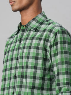 Men's Cotton Linen Regular Fit Shirt Green