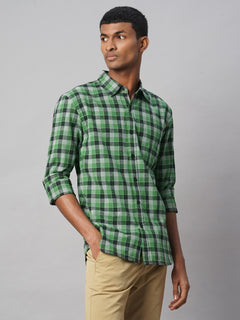 Men's Cotton Linen Regular Fit Shirt Green