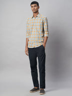 Men's Mustard Cotton Linen Regular Fit Shirt