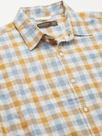 Men's Mustard Cotton Linen Regular Fit Shirt