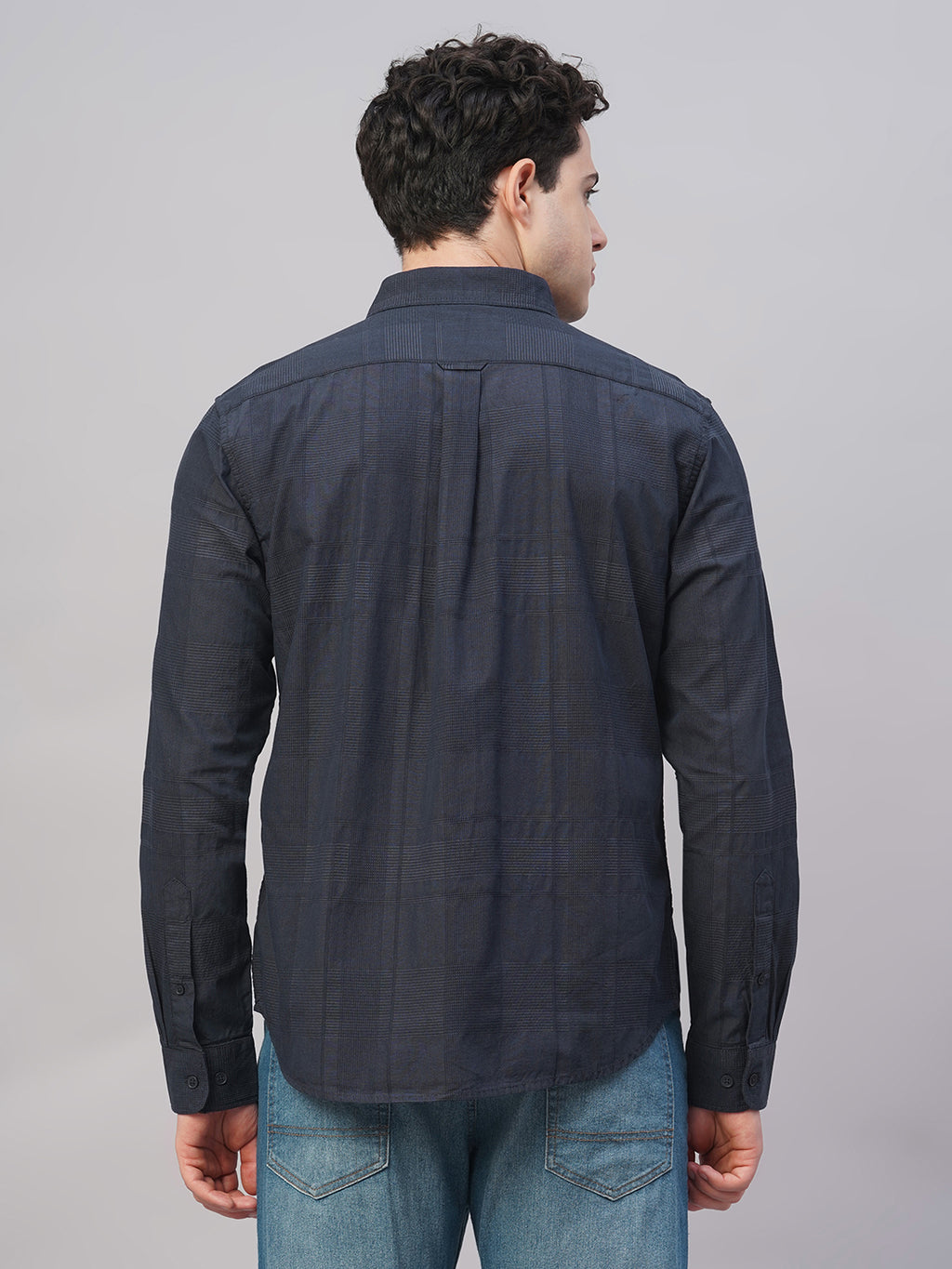 Men's Navy 100% Cotton Regular Fit Shirt