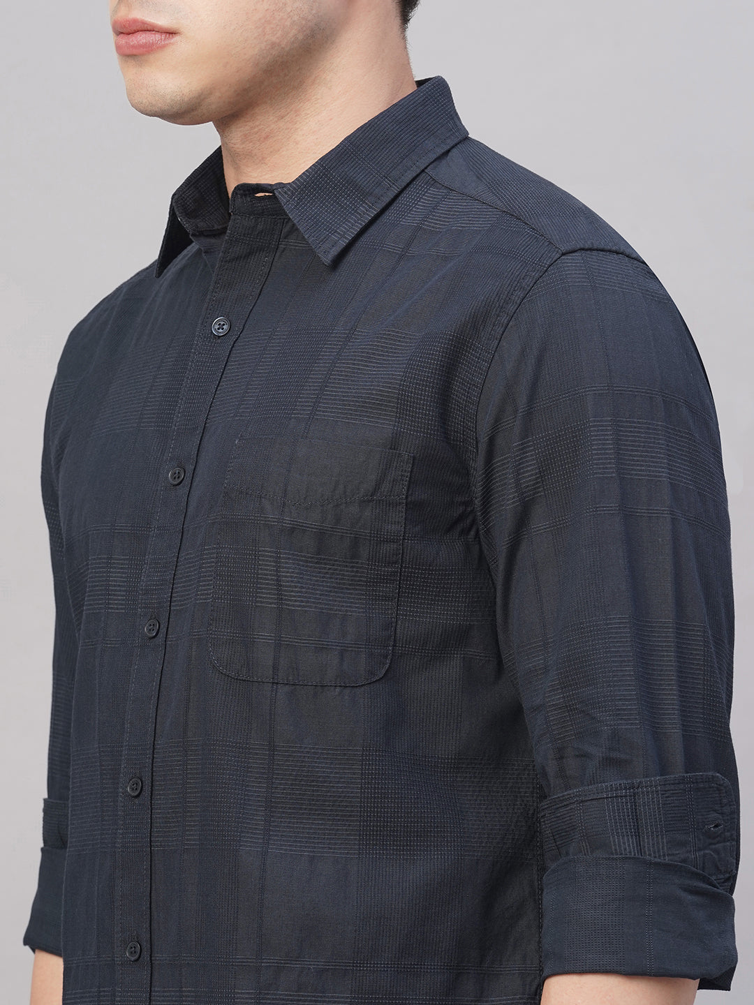 Men's Navy 100% Cotton Regular Fit Shirt