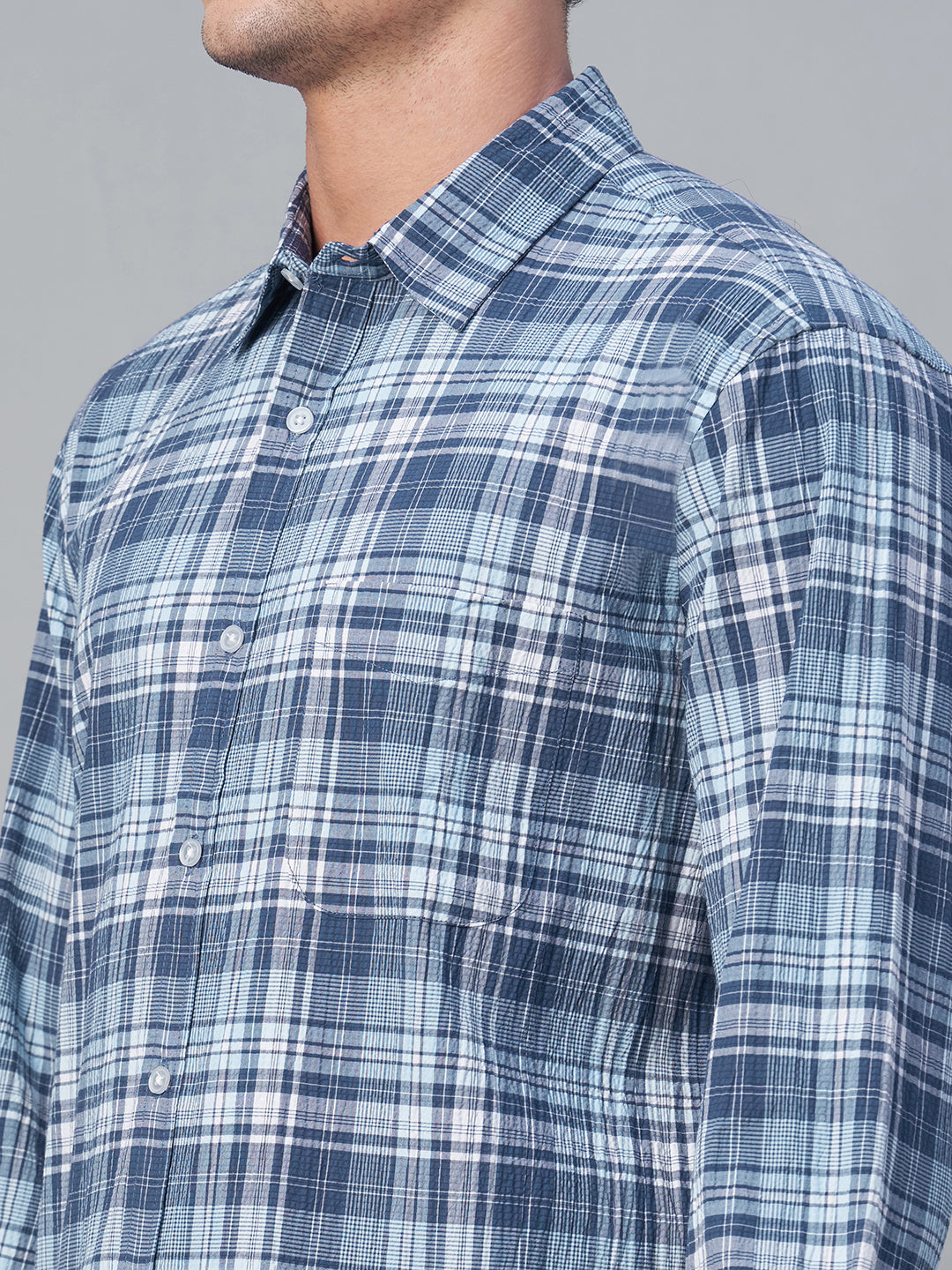 Men's Navy 100% Cotton Regular Fit Shirt
