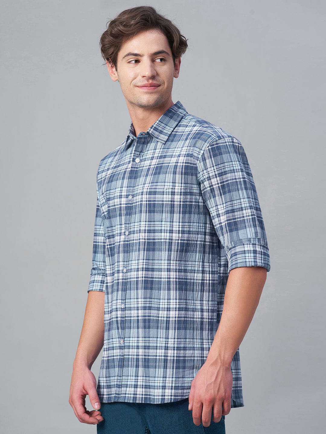 Men's Navy 100% Cotton Regular Fit Shirt