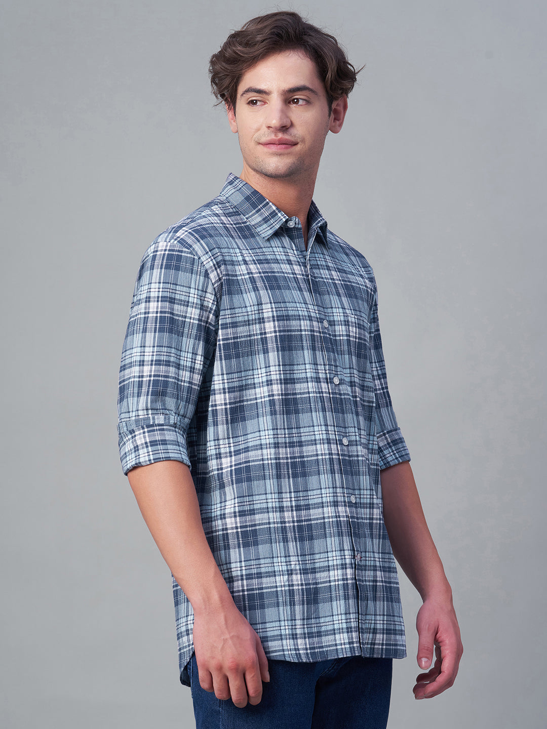 Men's Navy 100% Cotton Regular Fit Shirt