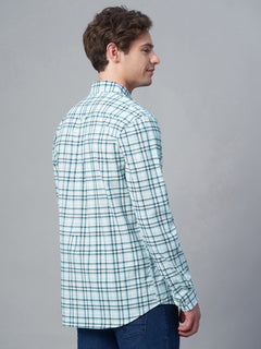 Men’s Cotton Regular Fit Checked Long Sleeve Shirt Blue