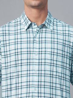 Men’s Cotton Regular Fit Checked Long Sleeve Shirt Blue