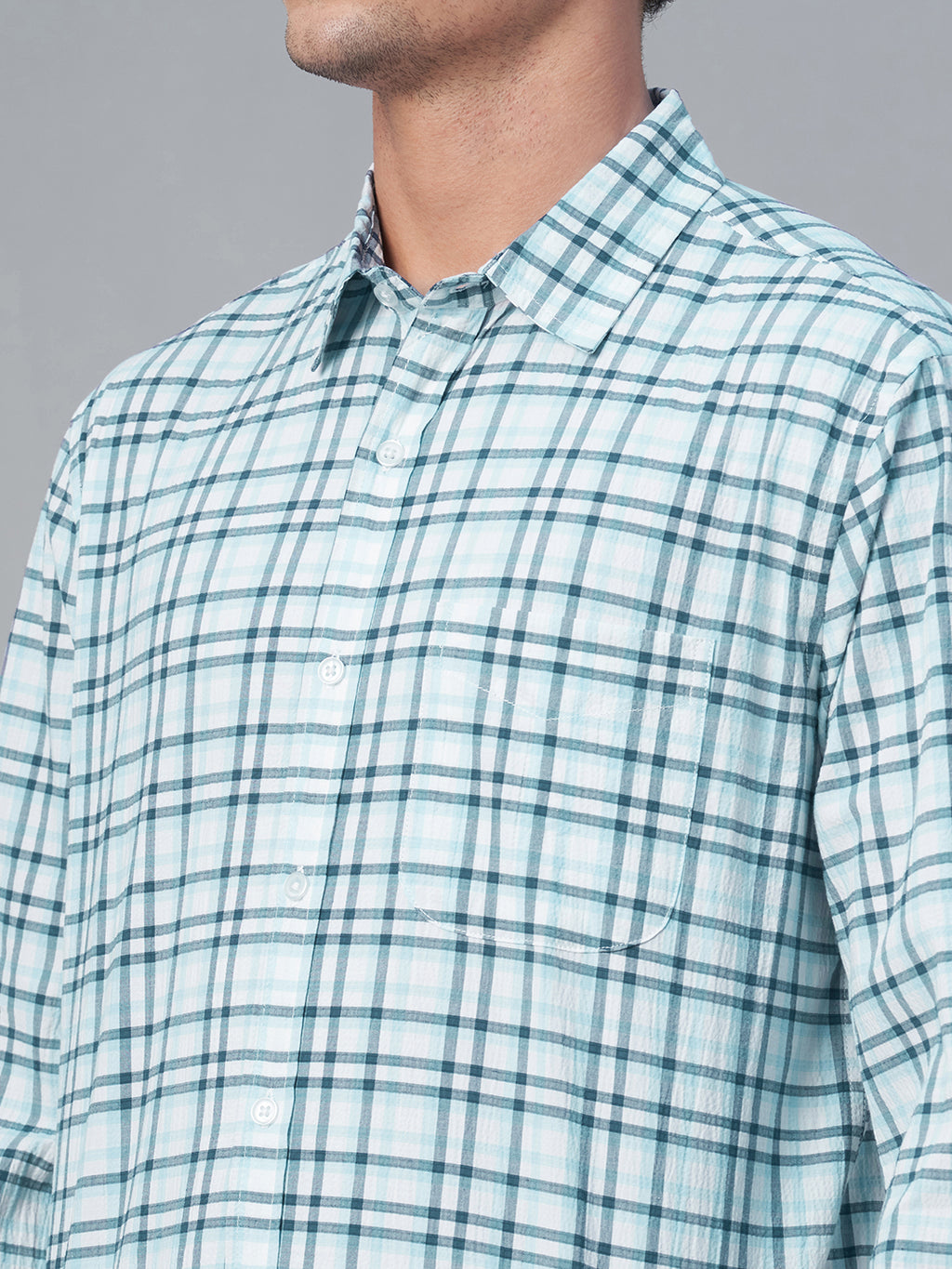 Men's Blue 100% Cotton Regular Fit Shirt