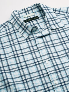 Men’s Cotton Regular Fit Checked Long Sleeve Shirt Blue