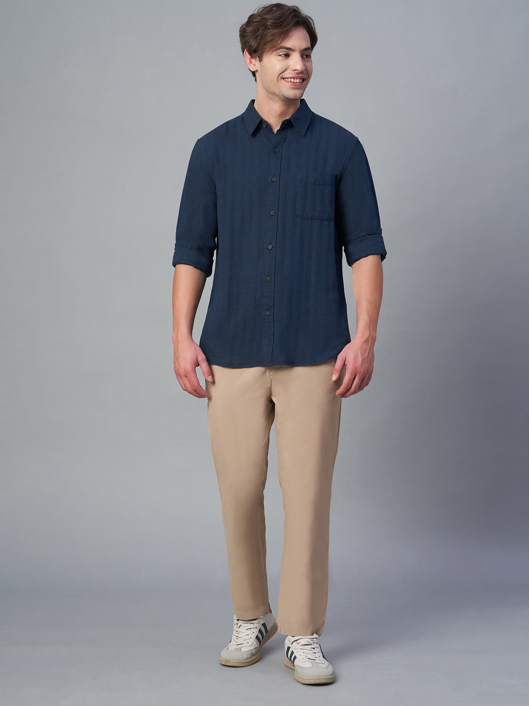 Men's Navy 100% Cotton Regular Fit Shirt