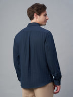 Men's Navy 100% Cotton Regular Fit Shirt