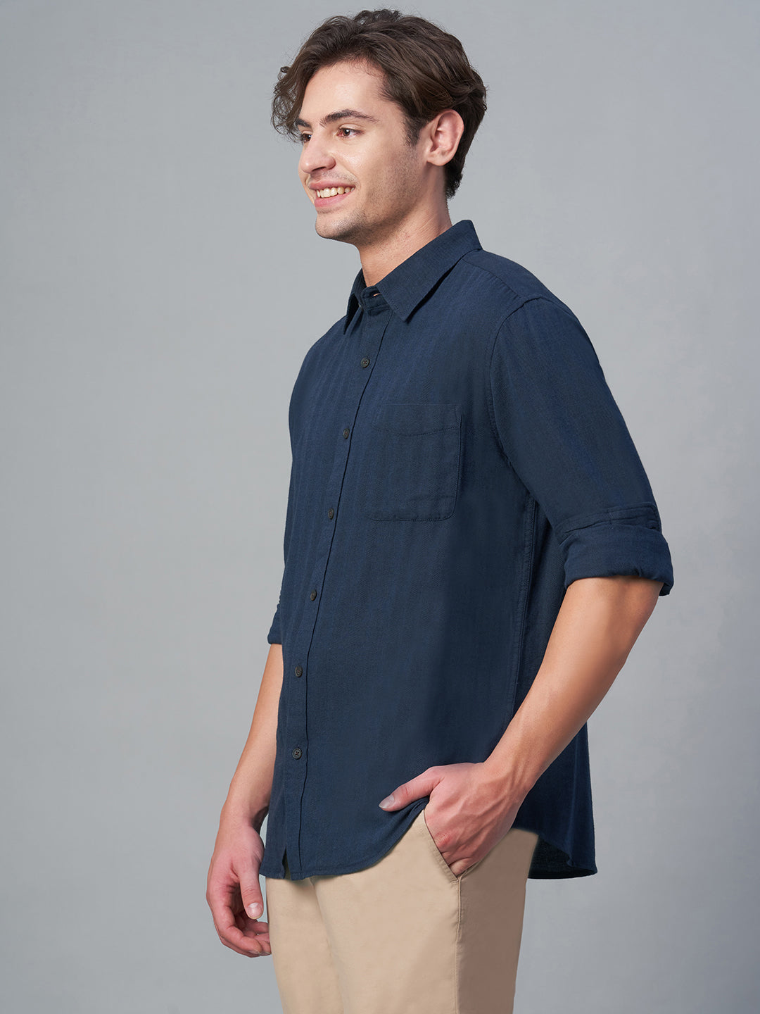 Men's Navy 100% Cotton Regular Fit Shirt