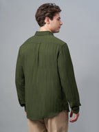 Men's Olive 100% Cotton Regular Fit Shirt