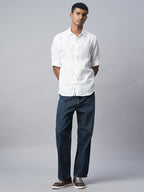 Men's White 100% Linen Slim Fit Shirt