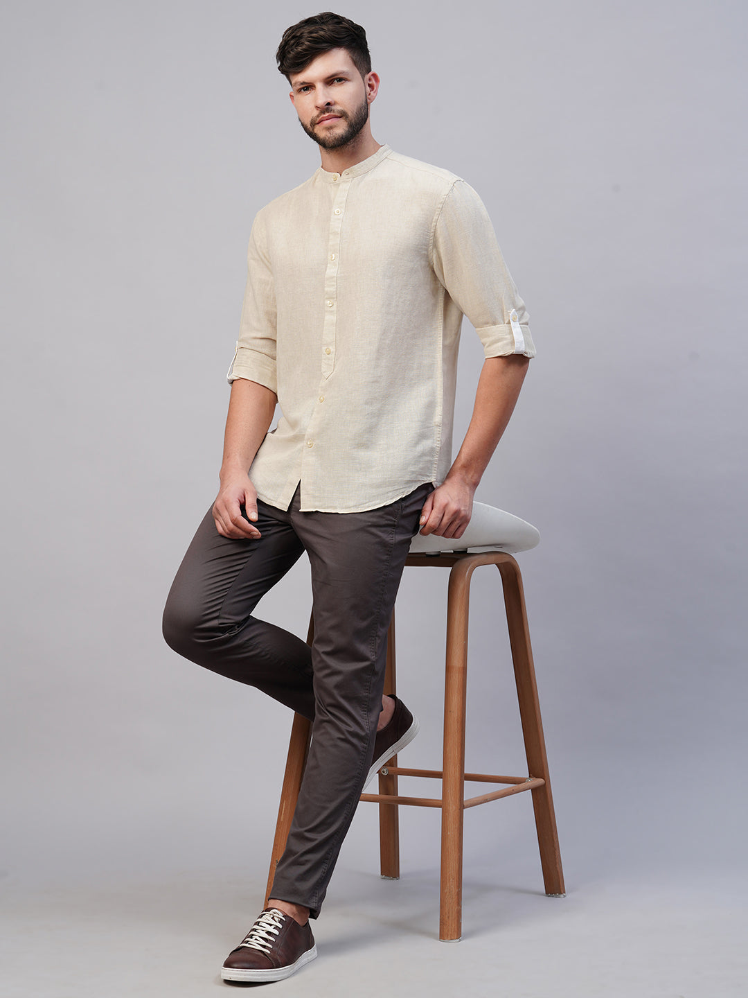 Men's Linen Cotton Natural Regular Fit Shirt
