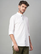 Men's White 100% Cotton Regular Fit Shirt