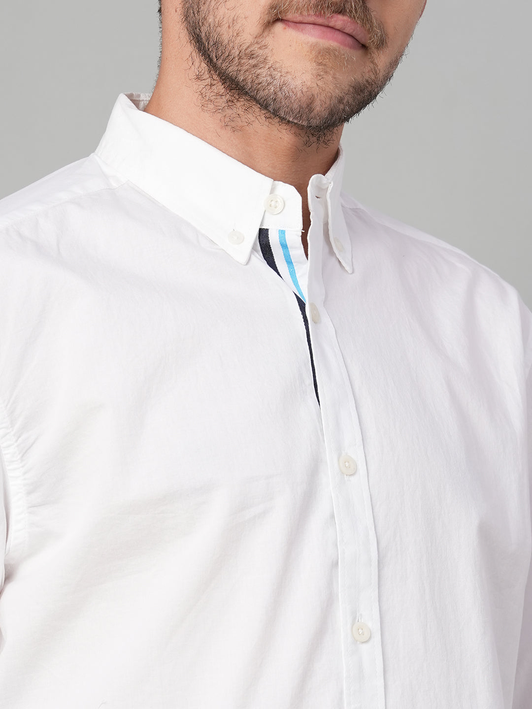 Men's White 100% Cotton Regular Fit Shirt