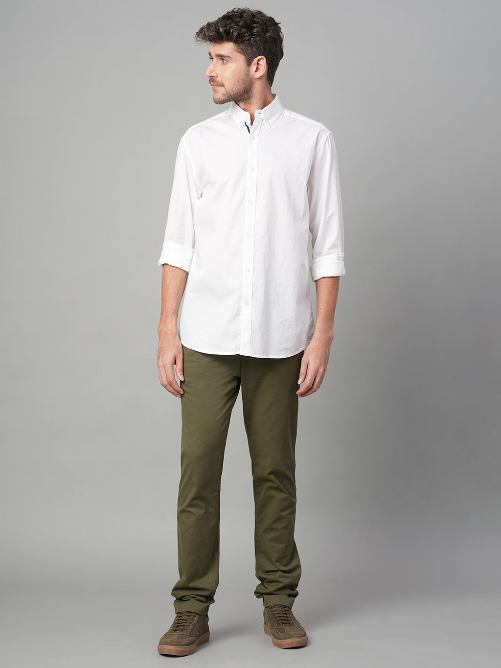 Men's White 100% Cotton Regular Fit Shirt