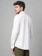 Men's White 100% Cotton Regular Fit Shirt