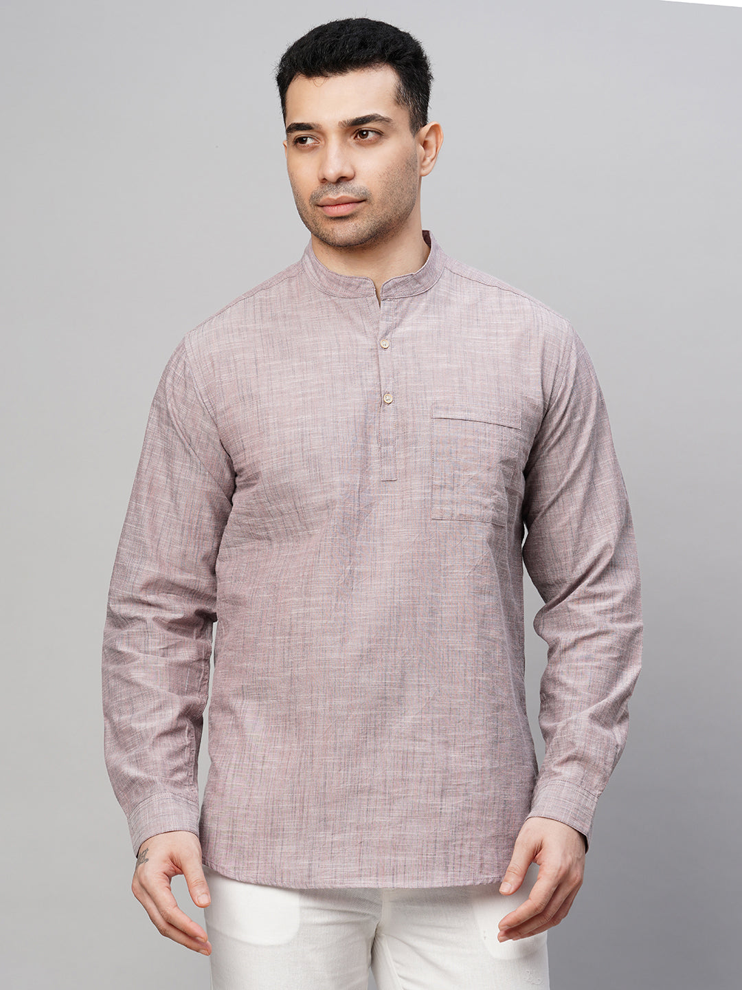 Men's Cotton Mauve Regular Fit Kurta Shirt