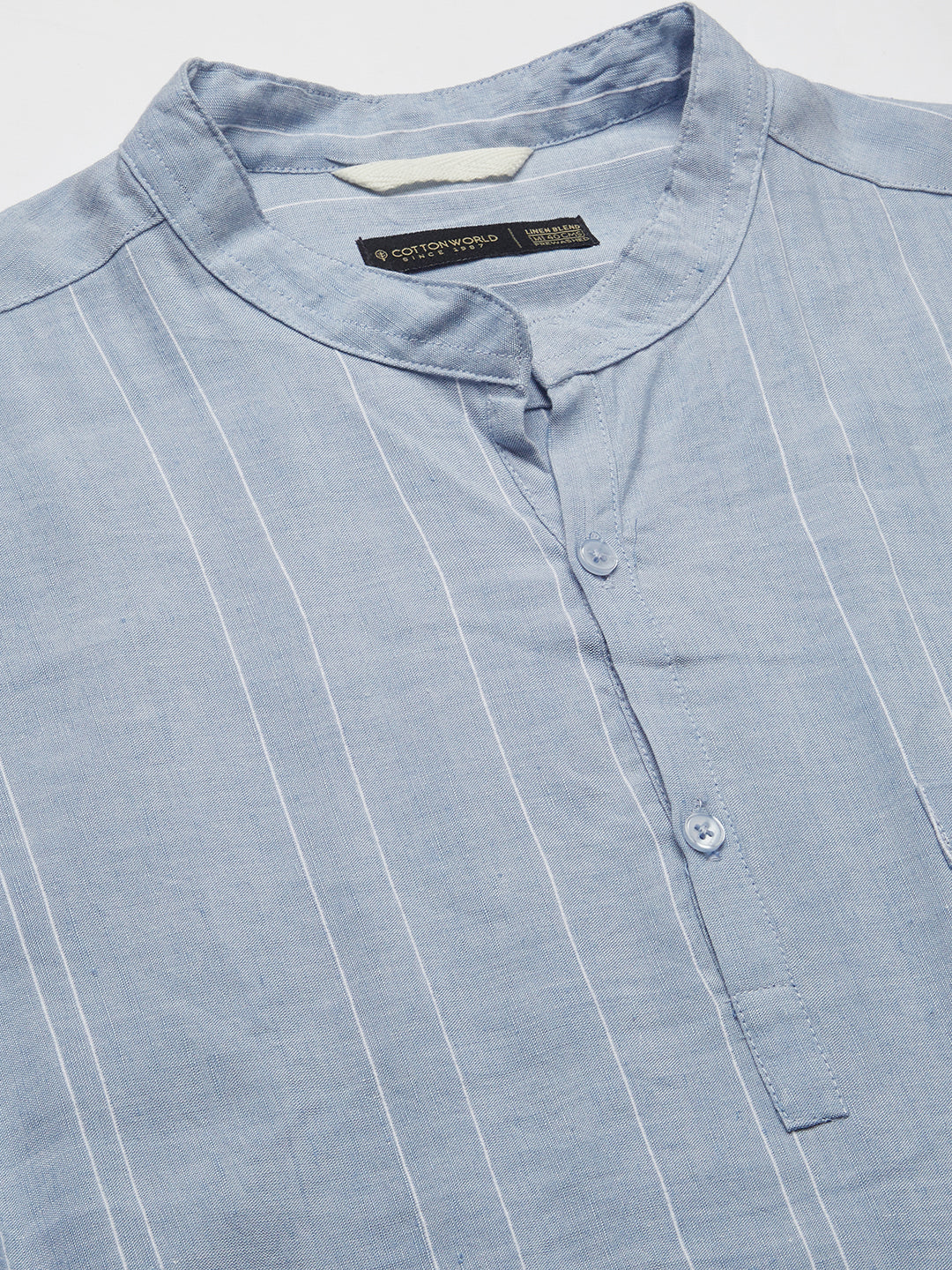 Men's Blue Linen Viscose Regular Fit Shirt
