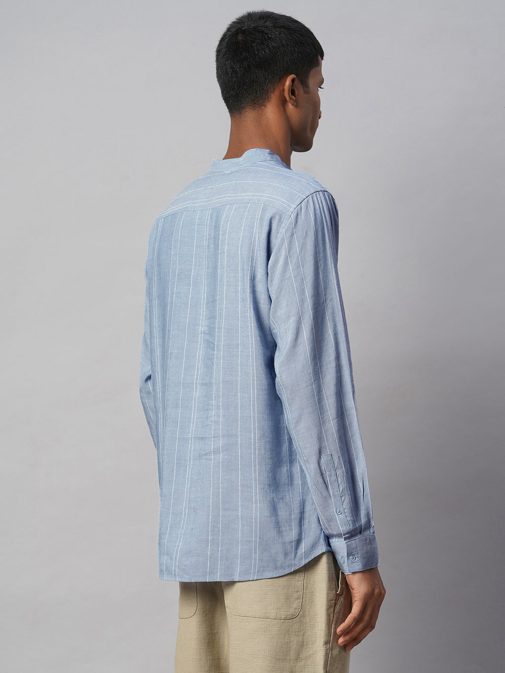 Men's Blue Linen Viscose Regular Fit Shirt
