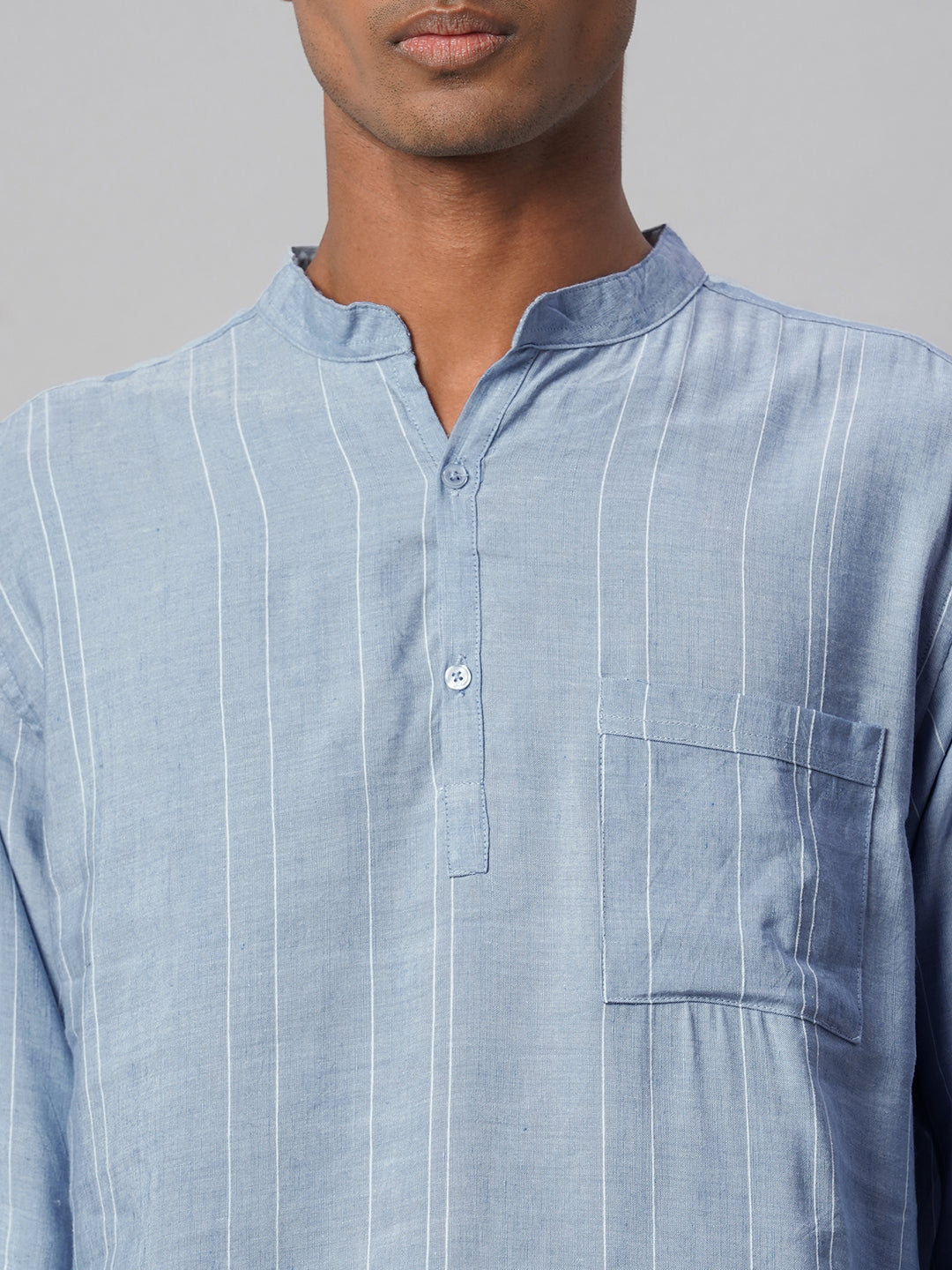 Men's Blue Linen Viscose Regular Fit Shirt