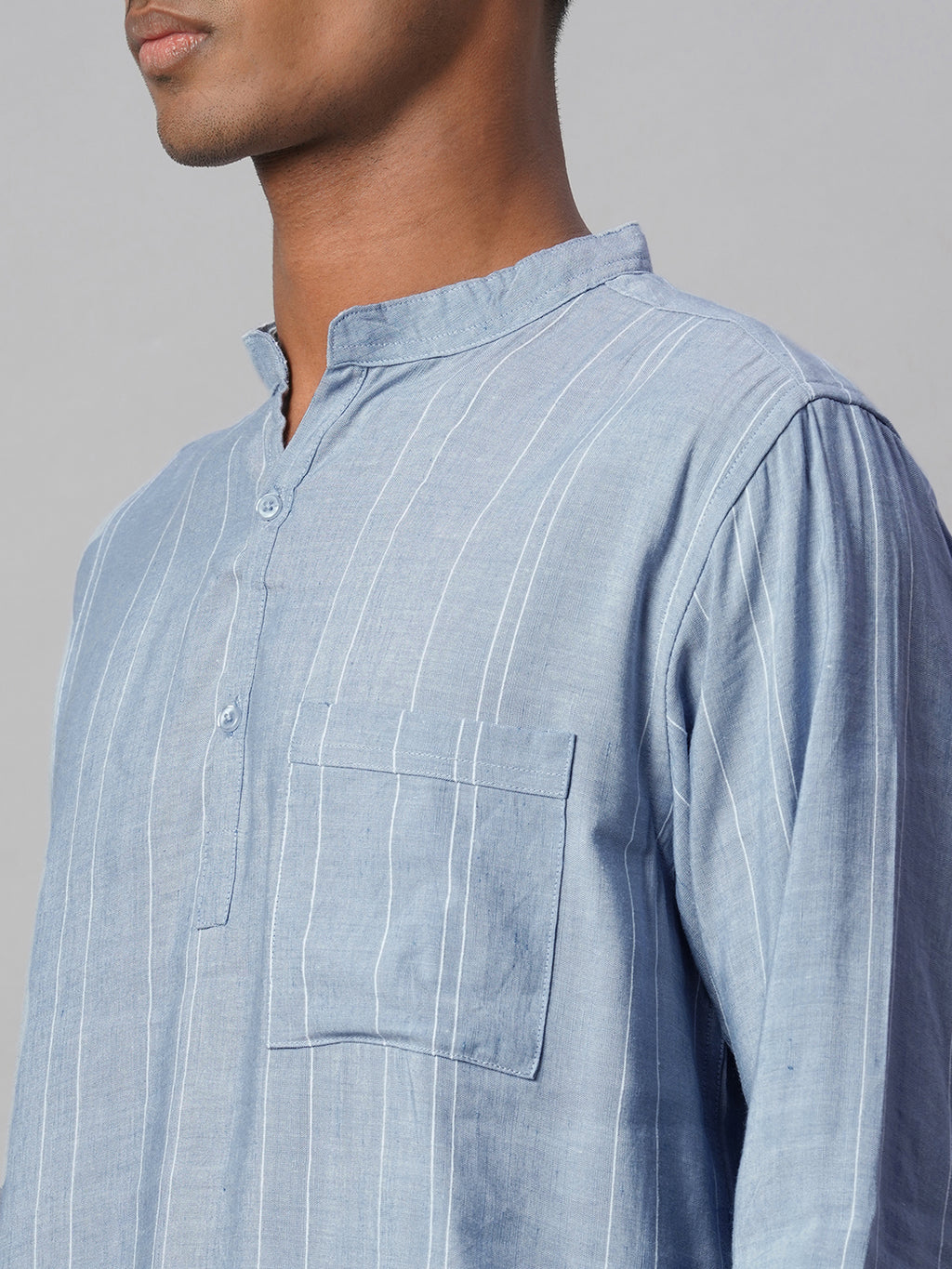 Men's Blue Linen Viscose Regular Fit Shirt