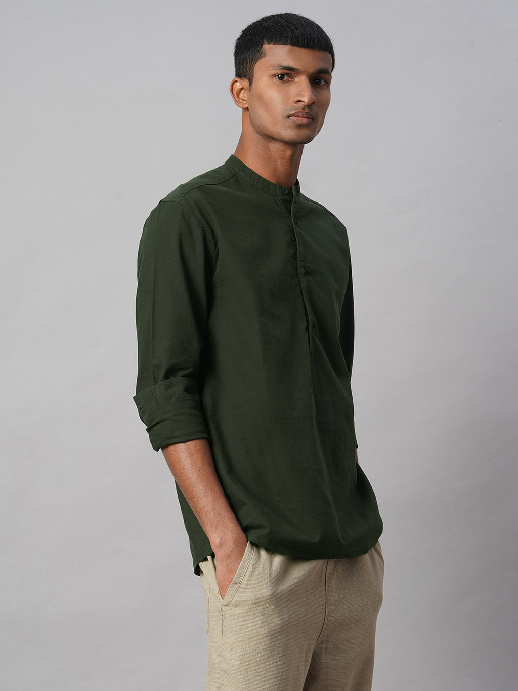 Men's Olive 100% Cotton Regular Fit Shirt