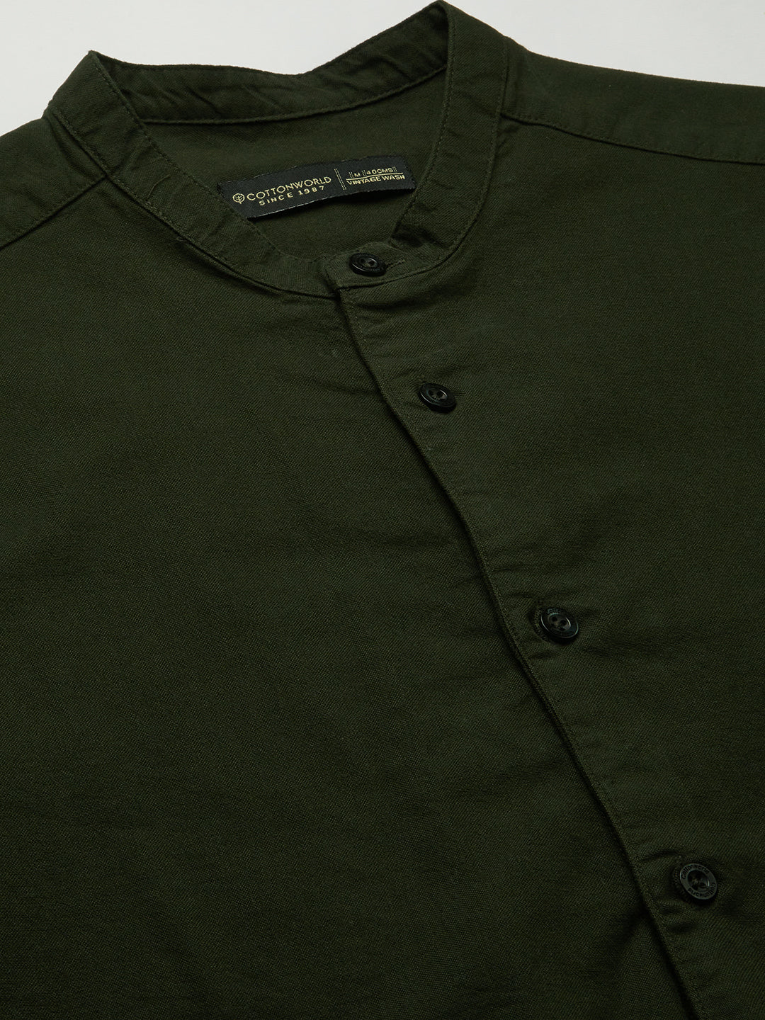Men's Olive 100% Cotton Regular Fit Shirt