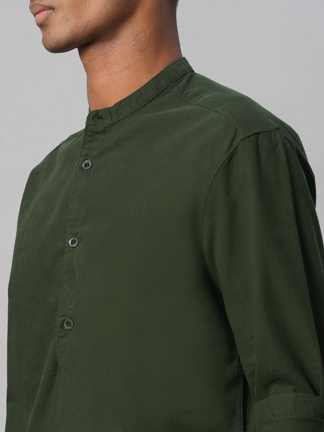 Men's Olive 100% Cotton Regular Fit Shirt
