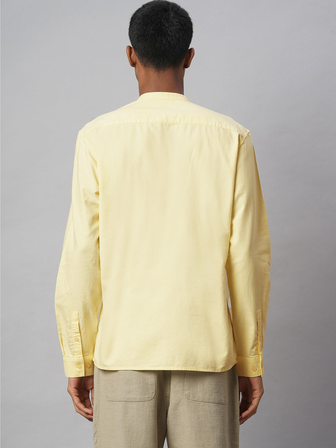 Men's Yellow 100% Cotton Regular Fit Shirt
