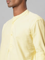 Men's Yellow 100% Cotton Regular Fit Shirt