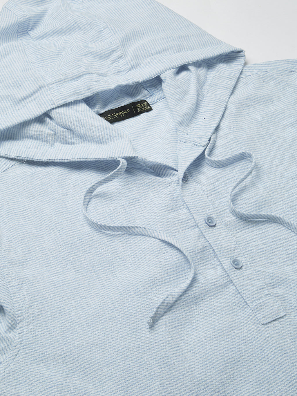 Men's Blue Cotton Linen Regular Fit Shirt