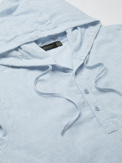 Men's Blue Cotton Linen Regular Fit Shirt