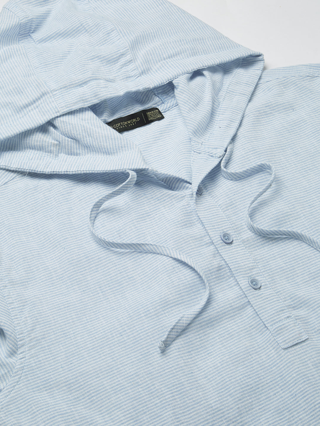 Men's Blue Cotton Linen Regular Fit Shirt