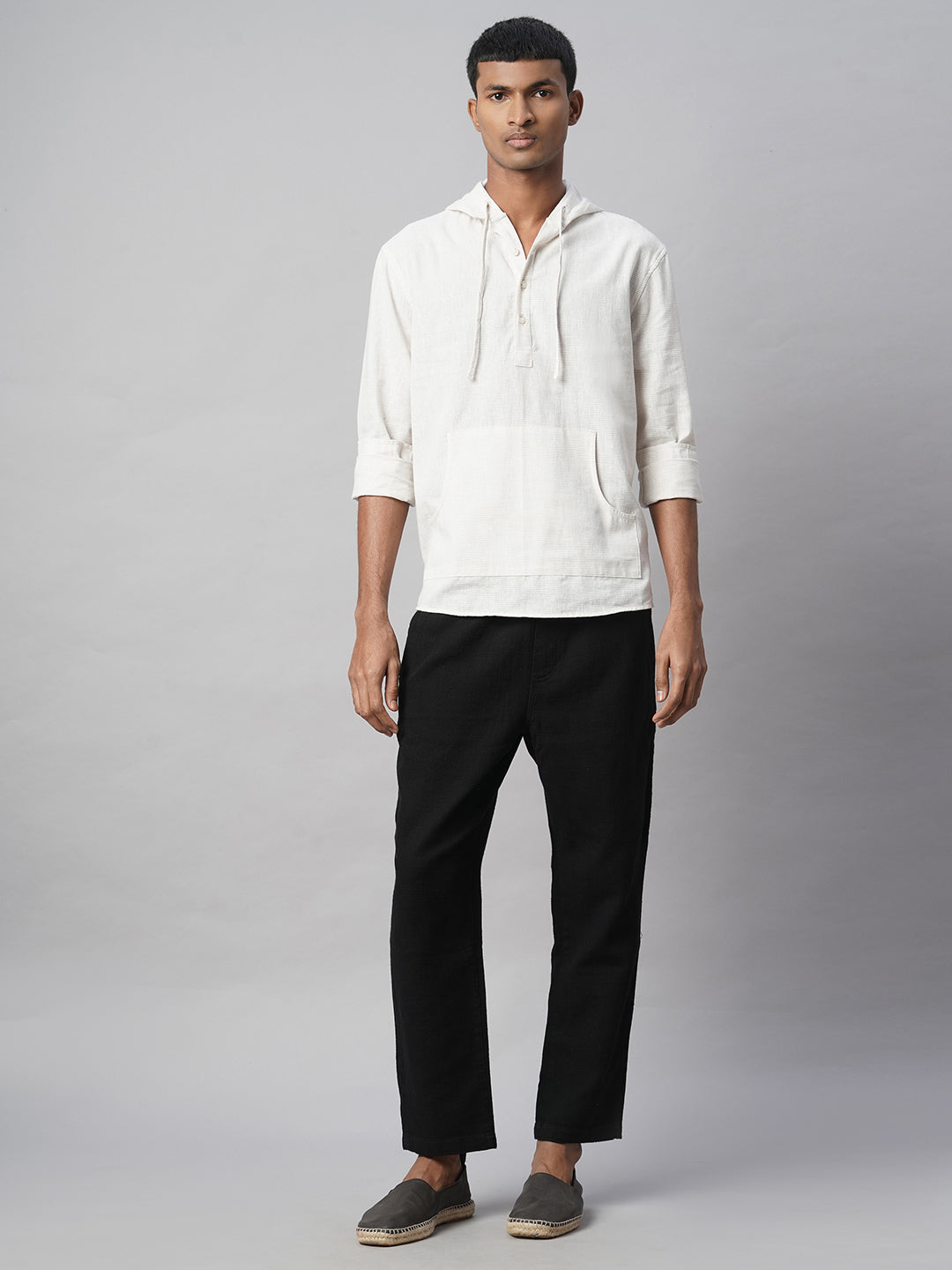 Men's Khaki Cotton Linen Regular Fit Shirt