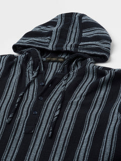 Men’s Cotton Regular Fit Hooded Stripe Shirt Navy